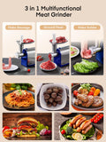 Electric Meat Grinder, Sausage Stuffer with 3 Sausage Tubes, 2 Blades, 3 Plates, 3200W Max, Meat Grinder Heavy Duty for Home Kitchen Use, Stainless Steel (Blue)