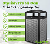 Alpine 40-Gallon Outdoor Commercial Trash Can with Ashtray & Locking Lid