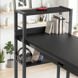 SHW 46-Inch Home Office Computer Desk w/ Side Shelf & Drawer, Black