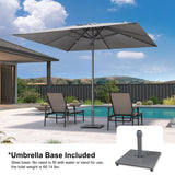 PURPLE LEAF Table Sun Umbrella 10' x 10' with Base Semi Auto Lift, Gray