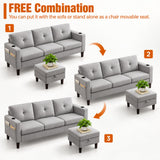 Pingliang 80-Inch Convertible Sectional Sofa with Ottoman, Light Grey