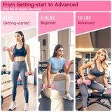 Adjustable Dumbbell Set of 2 Total 20 Lbs 4-in-1 Each 4lb 6lb 8lb 10lb 1s-Adjust Dual-Stable Free Weights for Women Men Home Gym Outdoor Workouts (Pink [20LBS Total])