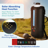 HappyPo Solar Camping Outdoor Shower Pump - Portable Shower Bag with Pressure Foot Pump with Temperature Indicator - Camp Water Equipment for Road Travel - Rinse Kit Portable Shower System