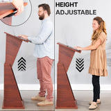 Pneumatic Height Adjustable Podium, Professional Presentation Lectern with 24 inch Platform and Storage Shelves