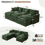 Ihanherry Oversized Sectional Sofa Bed with Storage