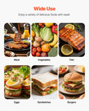 VEVOR Commercial Panini Grill, 1800W Electric Sandwich Panini Maker, Stainless Steel Sandwichs Press Grill with Handle and Temp Control, 13.5x9.3 in Full Flat Enamel Plate, for Hamburger Steak Bacon