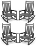 SERWALL Outdoor Rocking Chair Set of 4, HDPE Rocker for Adults, Grey