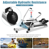 GYMAX Rowing Machines for Home, Hydraulic Rower with LCD Monitor, Adjustable Resistance up to 110LBS & Large Cushioned Seat, 265LBS Quiet Rowing Machine for Aerobic Workout Exercise Fitness
