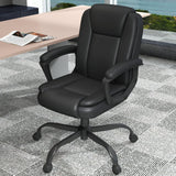 Keratee Executive Office Chair, Leather Desk Computer Chair with Padded Armrests, Mid-Back Swivel Adjustable Ergonomic Design for Home Office, 10PC, Black