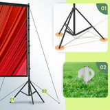 AAJK 100in Outdoor Projector Screen with Stand,Portable 16:9 4K HD Indoor Outdoor Projection Screen with Wrinkle-Free Design, Ideal for Home Theater and Backyard Cinema – Includes Carry Bag