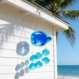 20 Inch Glass Sea Turtle Wind Chime Outdoor Beach House Decor