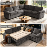 108 Inch Modular Sectional Sleeper Sofa with Pull Out Bed,L Shaped 7 Seat Sectional Couch with Storage