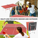Foldable Ping Pong Table for Indoor/Outdoor, 8X4FT Mid-Size Table Tennis Table with Net, 2 Table Tennis Paddles and 3 Balls - Easy Assembly - Tournament Quality - Perfect for Family Game Rooms