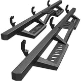 OEDRO Running Boards Compatible with 2019-2026 Chevy Silverado/GMC Sierra 1500 Double/Extended Cab, 2020-2026 2500HD 3500HD, Two Stairs Square Side Steps Rails, Black Steel Nerf Bars