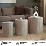 MOOLSUN Modern Nesting Coffee Table Round Wooden Drum End Tables for Small Space Living Room, Bedroom, Balcony, Office (A-Wood Color 1)