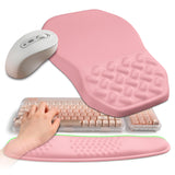 Gleamtide 2-in-1 Ergonomic Set, Wave Keyboard Wrist Rest and Massage Slope Mouse Pad Wrist Support, Rebound Memory Foam for Relieve Carpal Tunnel Syndrome and Wrist Pain (Pink)