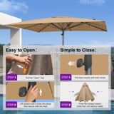 PURPLE LEAF Market Umbrella 11' x 11' Hotel Resort Semi Auto Lift, Beige