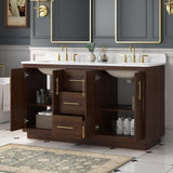 DELUXE LIVING 60 Inch Bathroom Vanity with Double Sink, Warm Elm