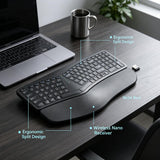 Split Ergonomic Keyboard with Palm Rest,2.4G USB Wireless