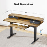 55" x 26" Electric Standing Desk with 2 Drawers & 26.7" Large Keyboard Tray, C-Clamp Mount Compatible