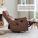 MOOLSUN Faux Leather Recliner Sofa Set with 360-Degree Swivel Chair, Living Room Furniture Set with Reclining Seats, Ideal for Home, Office, or Theater Seating（K-Beige Faux Leather,Chair）