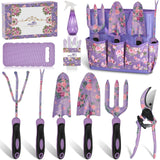 Gardening Tools, WisaKey 10 Piece Heavy Duty Purple Garden Tool Set with Handle, Durable Fashion Garden Supplies Organizer Handbag