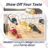 Gusto Nostro Countertop Wine Rack - 14 Bottle Freestanding Modern Gold Metal Small Wine Rack - 3 Tier Tabletop Wine Holder Stand for Cabinet, Pantry