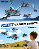 Drones for Kids Form RC Plane, Remote Control Airplane, Aircrafts for Boys and Girls, Jet Helicopter Drones with LED Lights 360° Flip, 3 Rechargeable Batteries Toys for Christmas