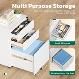 Greenvelly 3 Drawer Mobile File Cabinet with Lock, Fully Assembled Rolling File Cabinet Except Casters, Under Desk File Cabinet with Wheels for Home Office Fit Legal/Letter/A4 File (Assembled, White)