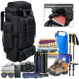 Ogetok 80L Hiking Backpack Camping Rucksack, 80 liters Large Capacity Outdoor Knapsack Travel Climbing Mountaineering Carry On Backpack Bag, Trekking Backpacking for Men Women, Black