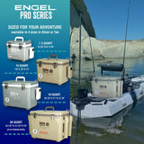 ENGEL 13 Quart Live Bait Cooler PRO for Fishing - Portable Minnow and Bait Bucket with Lithium-Ion Rechargeable Aerator - Tan (13Qt)