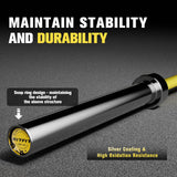 RitFit Elite 7ft Olympic Barbell, Robust 45lb Barbell for Weightlifting and Powerlifting, Superior Olympic Bar with Exceptional 500lbs Load Capacity, Weight Bar for 2” Standard Plates Sliver/Yellow