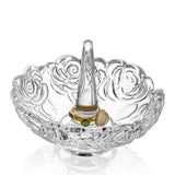 H&D HYALINE & DORA 4”Clear Crystal Ring Holder,Round Glass Ring Dish,Jewelry Rack Ring Holder for Wedding,Jewelry Display Gifts for Mom Wife Girlfriend