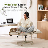 amseatec Criss Cross Chair with Armrests & Wheels, PU Leather Vanity Chair