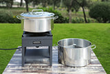 CONCORD Extra Large Outdoor Stainless Steel Stock Pot Steamer and Braiser Combo. Great for steaming oysters, crab, crawfish and more (40 QT)