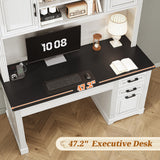 Computer Desk with Hutch and 3 Drawers, 47.2" Executive Office Desk with Storage Drawers