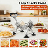 Hakka French Fry Cutter, Commercial Vegetable Chopper Potato Slicer Stainless Steel French Fries Machine with Suction Feet for Patatoes/Carrots/Cucumbers, including 3 Blades(1/4", 3/8",1/2")