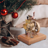 MechPuConToy Engine Model Kit That Runs, Vertical Single Cylinder Four Strokes OHV Engine Model with Water Cooling and Speed Limit Mechanism