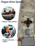Upgraded Brooklyn 12.0 Single Pedal Kayak by BKC, Lightweight 12-Foot Sit-On-Top Pedal-Drive Kayak with Rudder, Stable Fishing & Touring Design, 440 lb Capacity, Storage Hatches (Storm Surge)