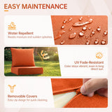 Outdoor Furniture Cushions, 6 inch Thick Seat Cushions for Outdoor Furniture, Waterproof 22x24 Patio Couch Cushions, Replacement Chair/Sofa Cushion, Include 3 Back & 3 Seat Cushion, Thick/Orange