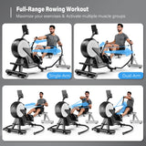 pooboo Rowing Machines for Home, Dual Wind & Magnetic Resistance, Foldable Row Machine 400 LB Weight Capacity, 14 Levels (Black Classic)