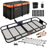 Hitch Mount Cargo Carrier Rack Basket 60"*25"*6"+Waterproof Bag 25 Cu.Ft.