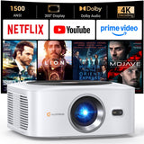 HAPPRUN 1500 ANSI Lumens Outdoor Projector with Built-in Streaming Apps, 4K Decoding Resolution, Auto Focus, Dolby Audio, Smart Projector with WiFi 6 and Bluetooth 5.2, Indoor Home Theater