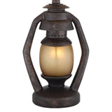 Franklin Iron Works Horace Rustic Farmhouse Industrial Table Lamps 25.25" High Set of 2 with Nightlight Bronze Black Faux Silk Drum Shade for Living Room Bedroom House Bedside Nightstand Home
