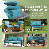 Outdoor Furniture Cushions, 6 inch Thick Seat Cushions for Outdoor Furniture, Waterproof 22x24 Patio Couch Cushions, Replacement Chair/Sofa Cushion, Include 3 Back & 3 Seat Cushion, Thick/Cyan Blue