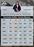 ATLASLAVA Women's Packable Puffer Jacket Hooded LightWeight Down Coat Winter Windproof Warm Quilted Short Navy Blue L