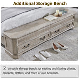 T4TREAM Farmhouse King Bed with Headboard and Storage Bench