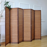 6 Panel Bamboo Room Divider - 5.6 ft Tall Folding Privacy Screen for Room Separation
