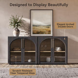 MorganBrig Sideboard Cabinet with Glass Doors, 94.5'' W Display Cabinet