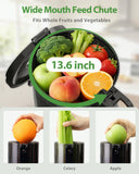 ECOSELF Juicer Machines Easy to Clean, With Wide Mouth & Large Feed Chute For Whole Fruits & Vegetables, Slow Masticating Juicer Hands-Free, Quiet Motor, Cold Press Juicer For Family, With Pusher